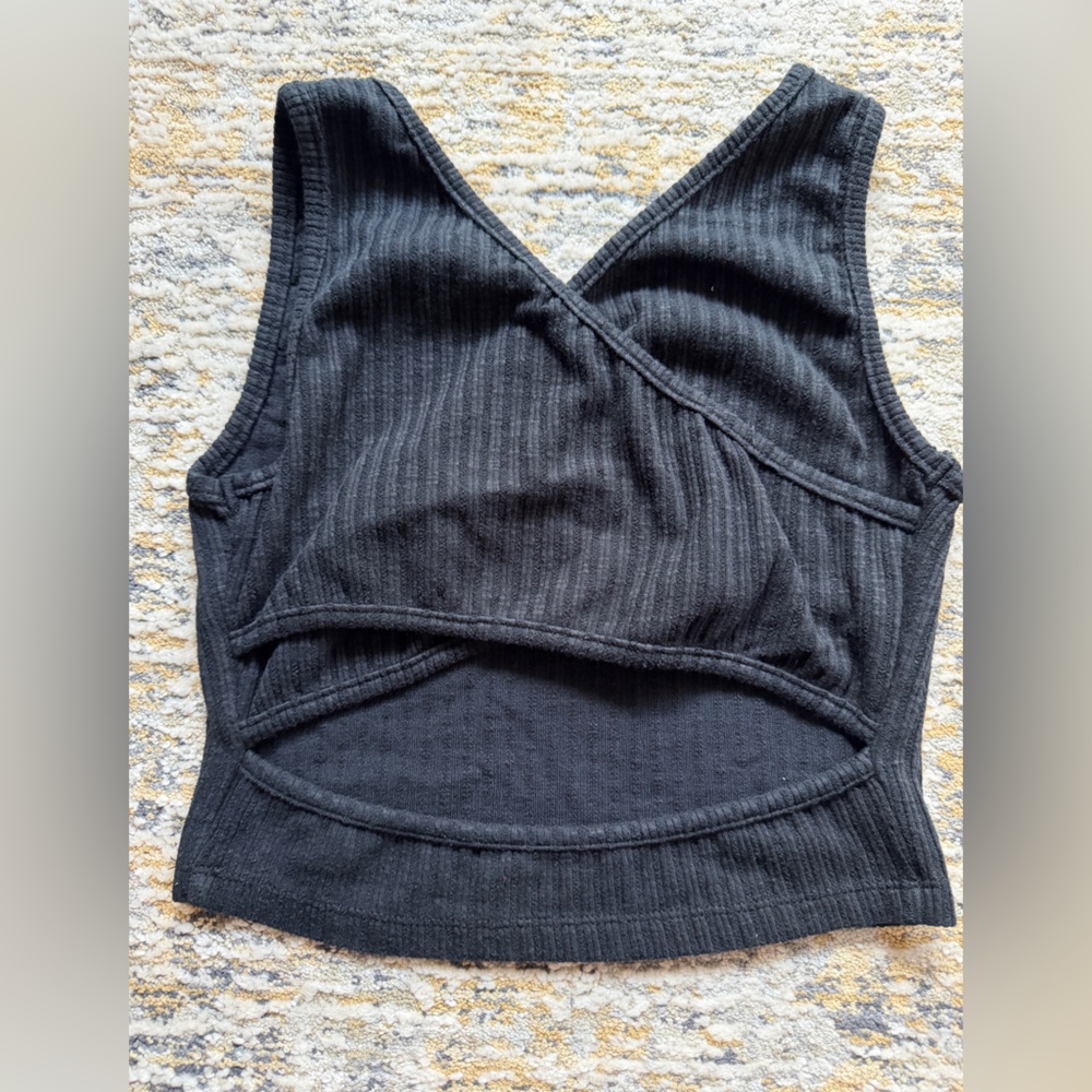 Roxy good keepsake crop top Black Ribbed size M - Picture 3 of 4